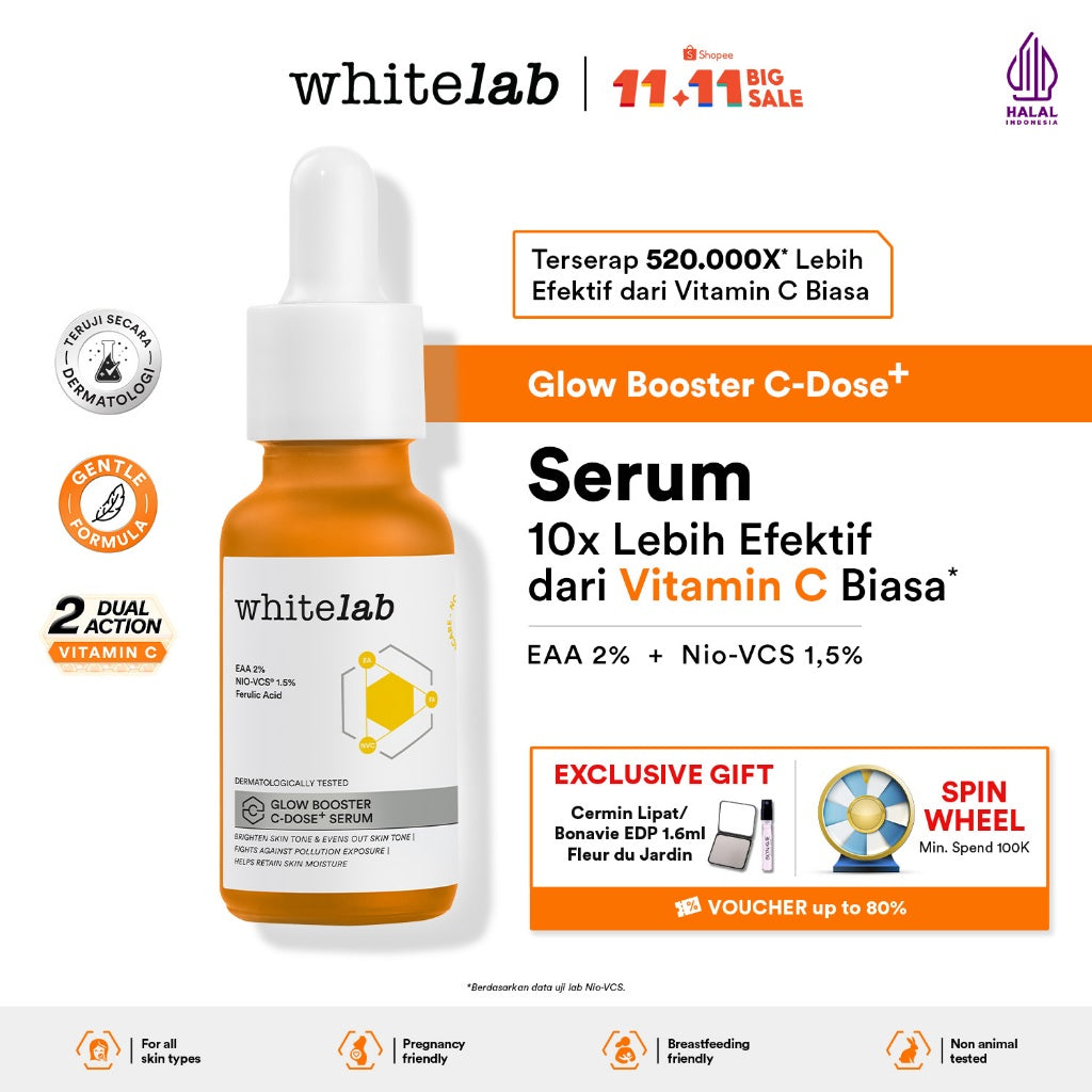 Whitelab Serum Vitamin C Glow Booster - Antioksidan Tinggi untuk Kulit Cerah dan Glowing C-Dose+ dengan NIO-VCS
