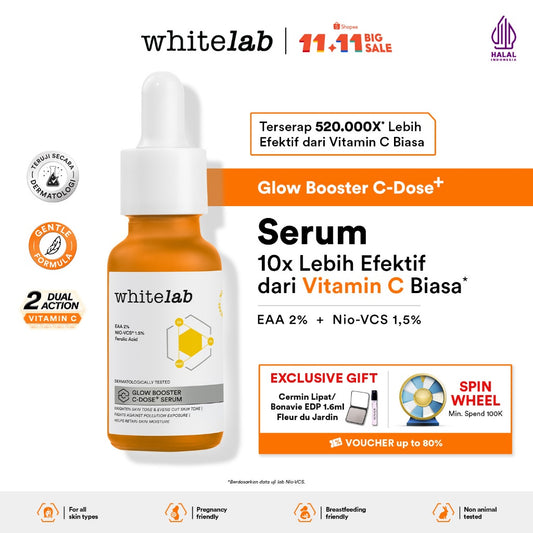 Whitelab Serum Vitamin C Glow Booster - Antioksidan Tinggi untuk Kulit Cerah dan Glowing C-Dose+ dengan NIO-VCS