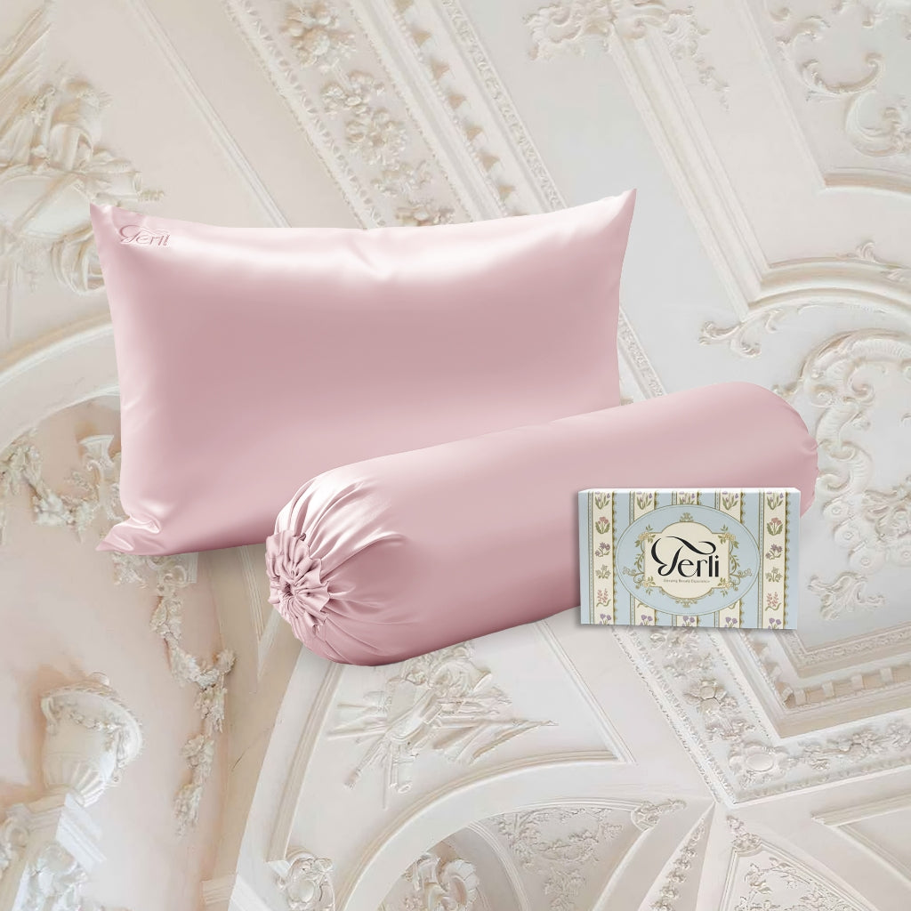 BUNDLE Sarung Bantal dan Guling Set PREMIUM Satin Silk Beauty Boost Pillowcase dan Bolster Case
