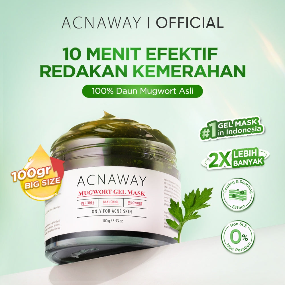 ACNAWAY Advanced Mugwort Gel Mask – Face Mask Gel Masker Wajah untuk Kulit Berjerawat | Mencerahkan, Menghaluskan & Membersihkan Pori | Anti Kusam, Komedo & Minyak | Acne Skincare Brightening & Pore Care Masker Komedo Sleeping Mask Masker jerawat Acne Mas