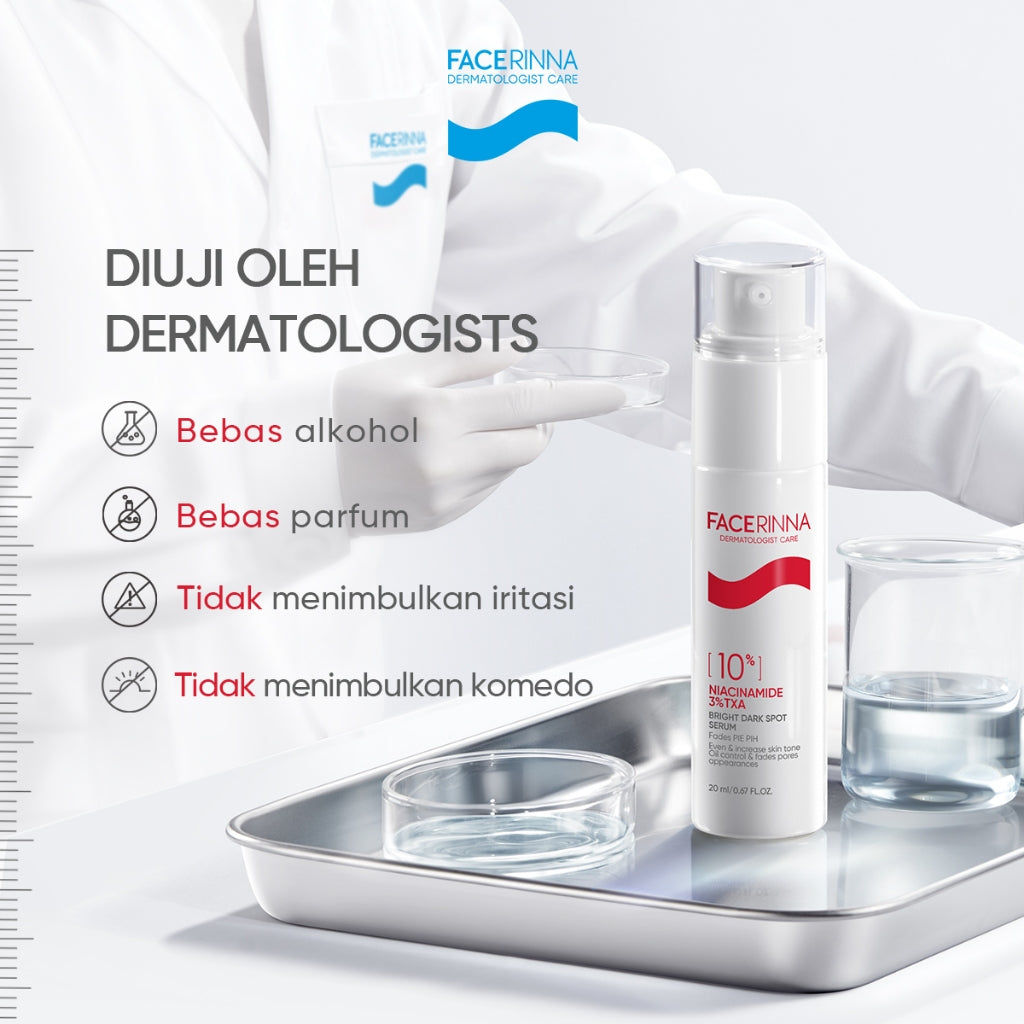 FACERINNA 10% Niacinamide + 3% TXA Power Bright Serum 20ml | White Serum Mencerahkan Wajah Mengurangi Dark Spot Flek Hitam Bekas Jerawat Pemutih Wajah| Whitening Brightening Glowing Anti Aging Anti Acne | with MSH Niacinamide Ceramide Semua Jenis Kulit