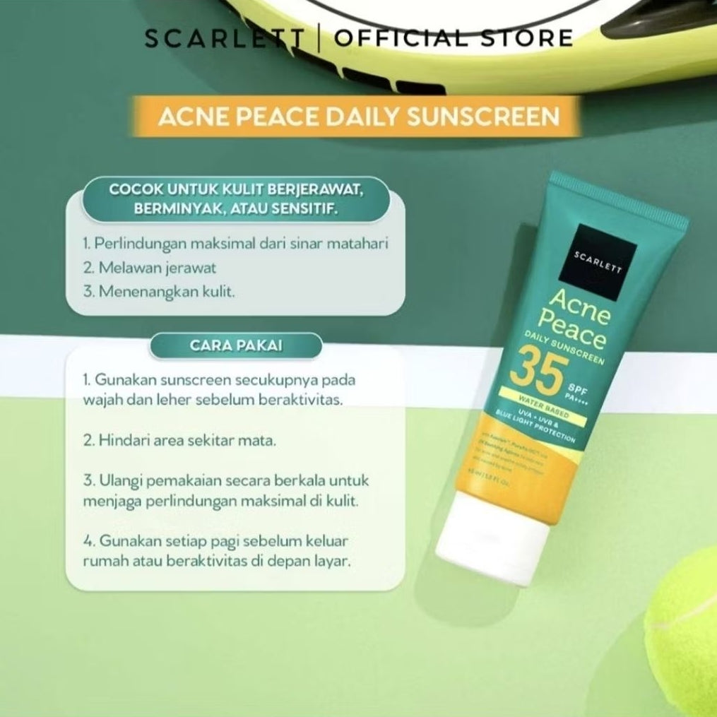 Scarlett Acne Peace Daily Sunscreen Wajah SPF 35 30 ml