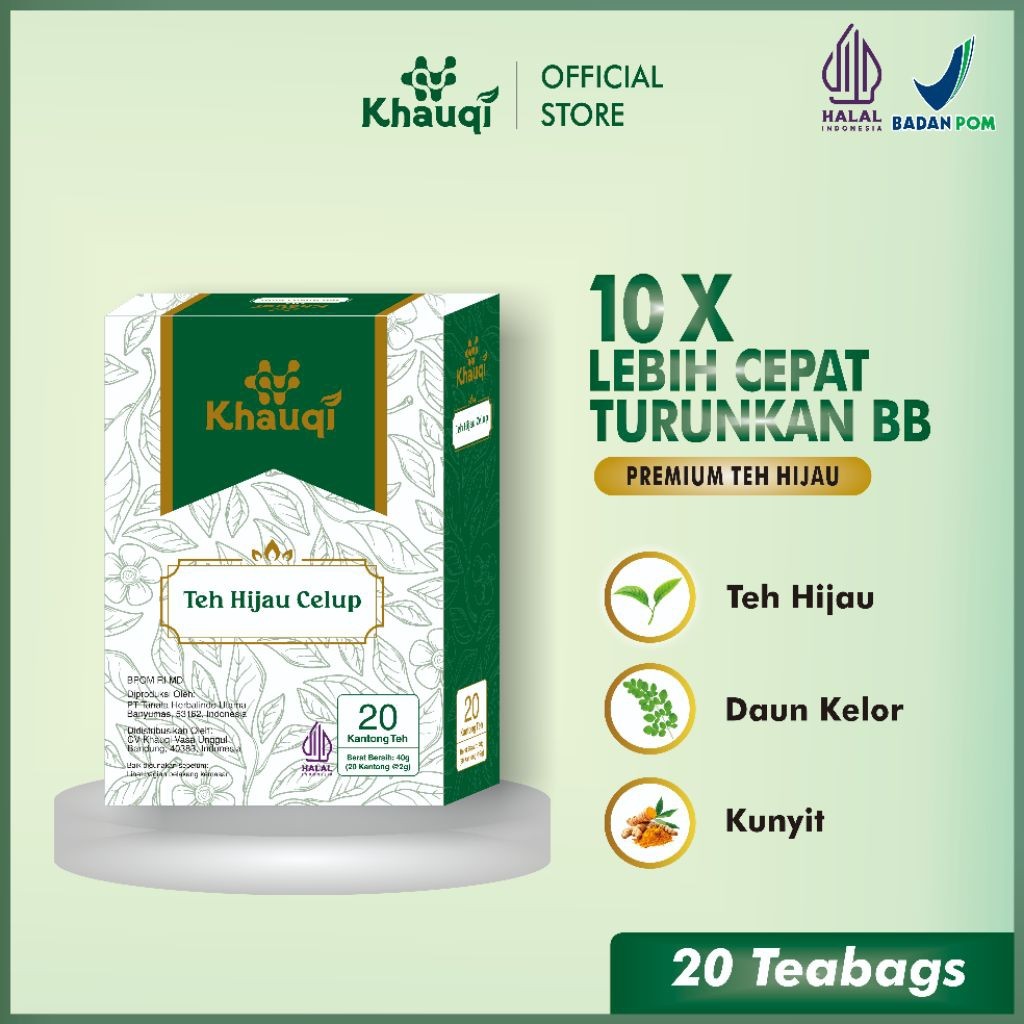 Khauqi Teh Hijau Detox BPOM & Halal MUI Minuman Instan Teh Untuk Diet Pelangsing Herbal