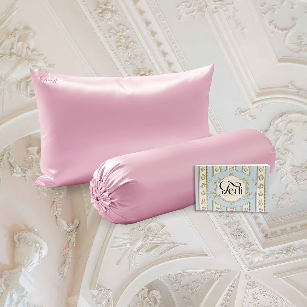 BUNDLE Sarung Bantal dan Guling Set PREMIUM Satin Silk Beauty Boost Pillowcase dan Bolster Case