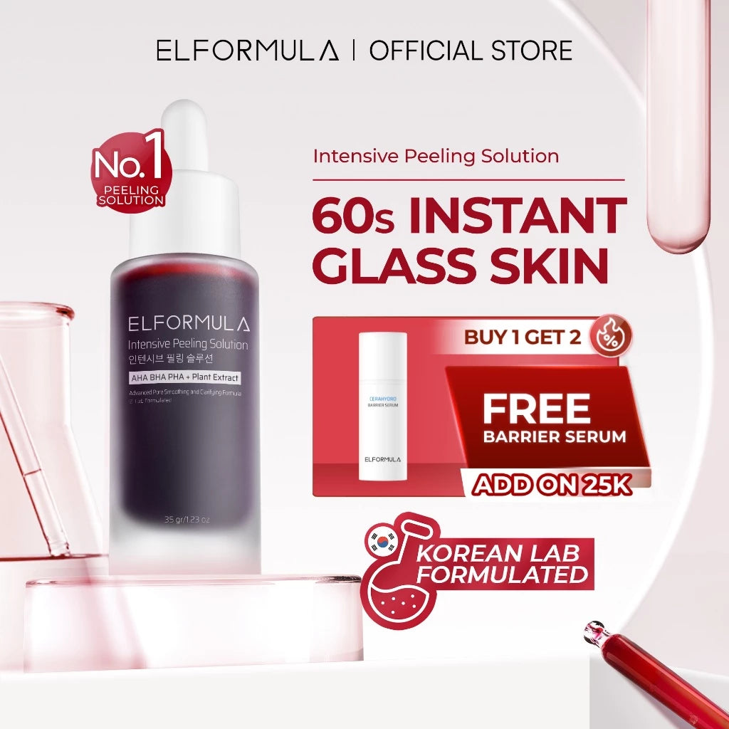 ELFORMULA Intensive Peeling Solution - Peeling Serum Dark Spot Glass Skin Eksfoliasi Wajah Mengangkat Sel Kulit Mati AHA BHA PHA Glowing Smooth Skin Mencerahkan Kulit Halus Blackhead Brightening Whitening Exfoliasi Exfoliating