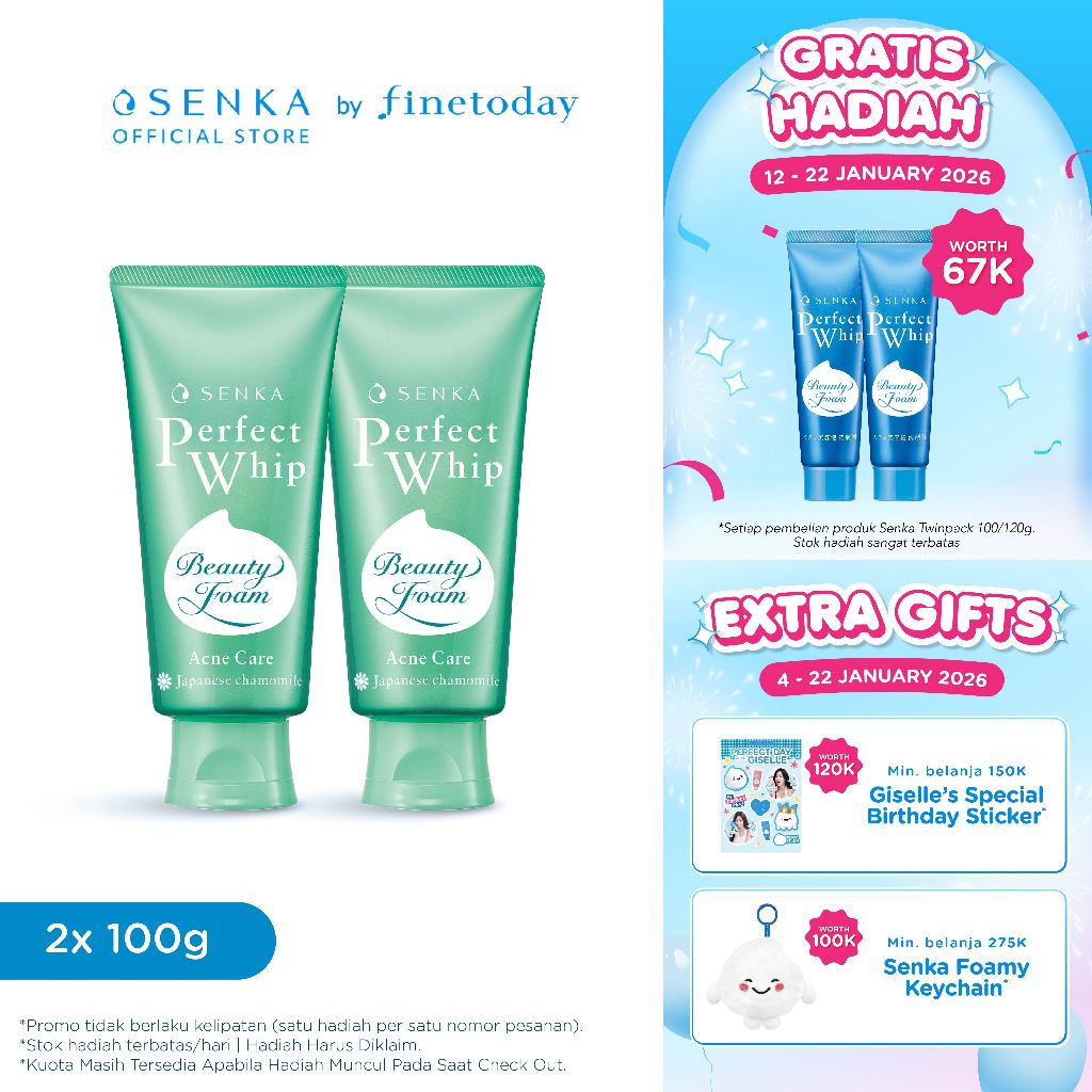 [TWINPACK] SENKA Perfect Whip Acne Care 100gr [BUY 2 GET 4 Kuota Terbatas/Hari]