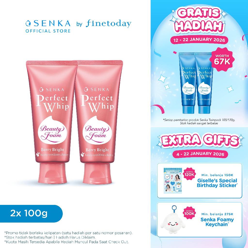 [TWINPACK] SENKA Perfect Whip Berry Bright Facial Foam 100gr [BUY 2 GET 4 Kuota Terbatas/Hari]