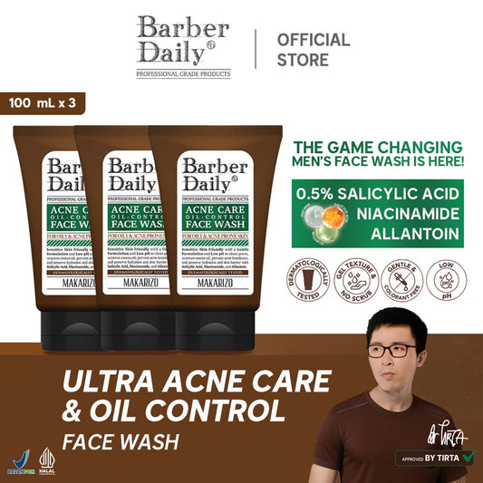Triple Pack Ultimate Clenser Barber Daily Acne Care & Oil Control Face Wash 100mL x 3