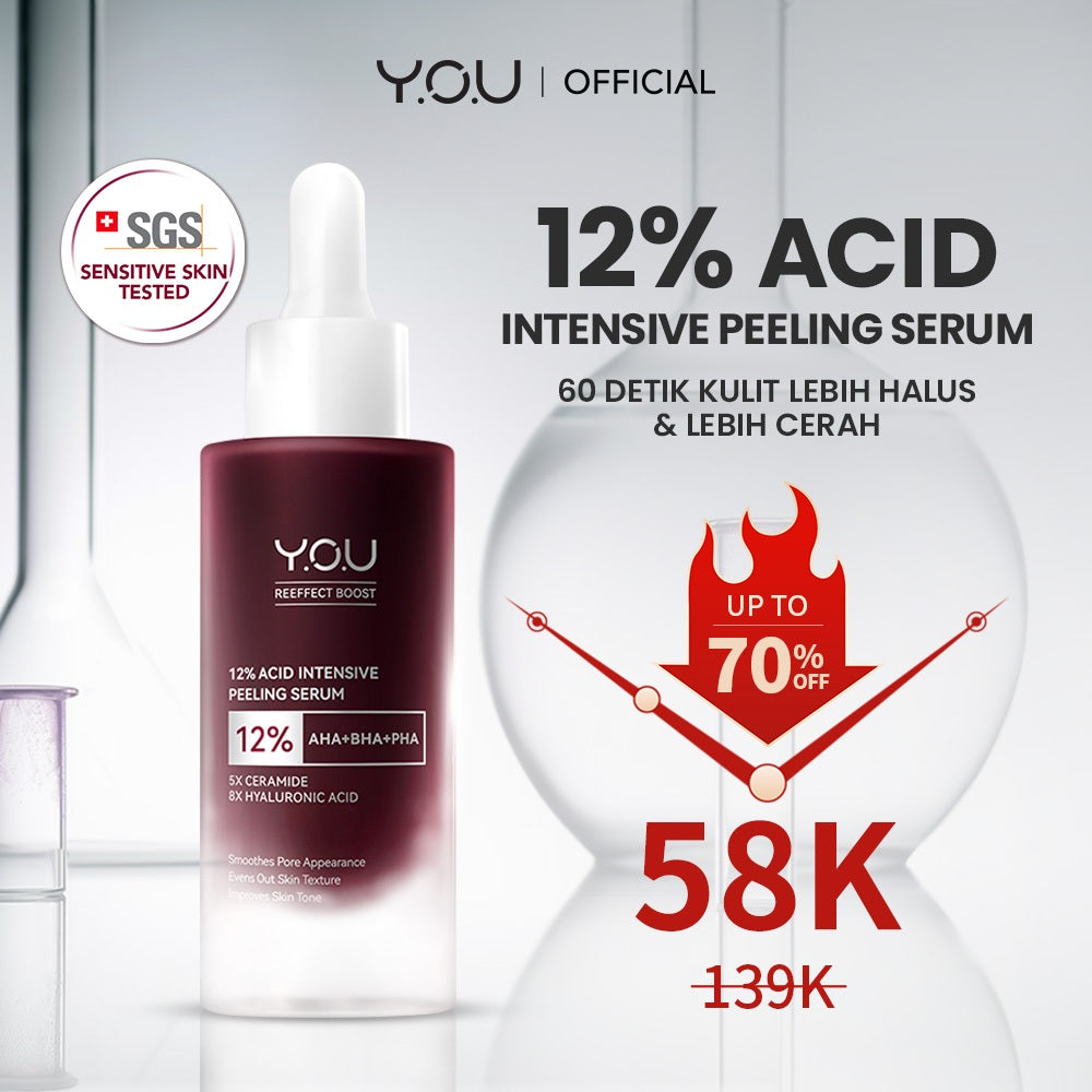 YOU 12% ACID INTENSIVE PEELING SERUM AHA BHA PHA Serum Eksfoliasi Untuk Kulit Cerah dan Halus