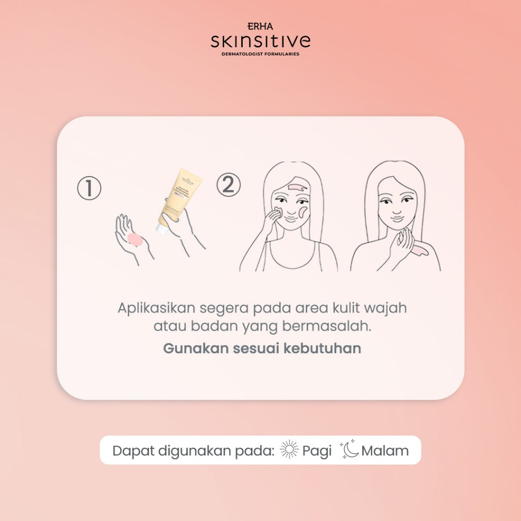 ERHA Skinsitive UltracalmPRO Multipurpose Calming Cream 100gr | Krim Multifungsi Untuk Semua Jenis Kulit (Normal, Kering, Sensitif, Iritasi) | Meredakan Gatal dan Kemerahan, Sunburn | Meredakan Eksim | Mencegah Stretchmark | Aman untuk Anak 3+