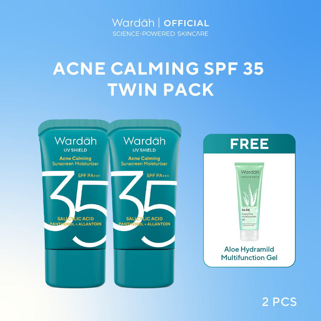TWINPACK Wardah UV Shield Airy Smooth, Acne Calming, Aqua Fresh, Essential, Tone Up, Physical Sunscreen - Skincare