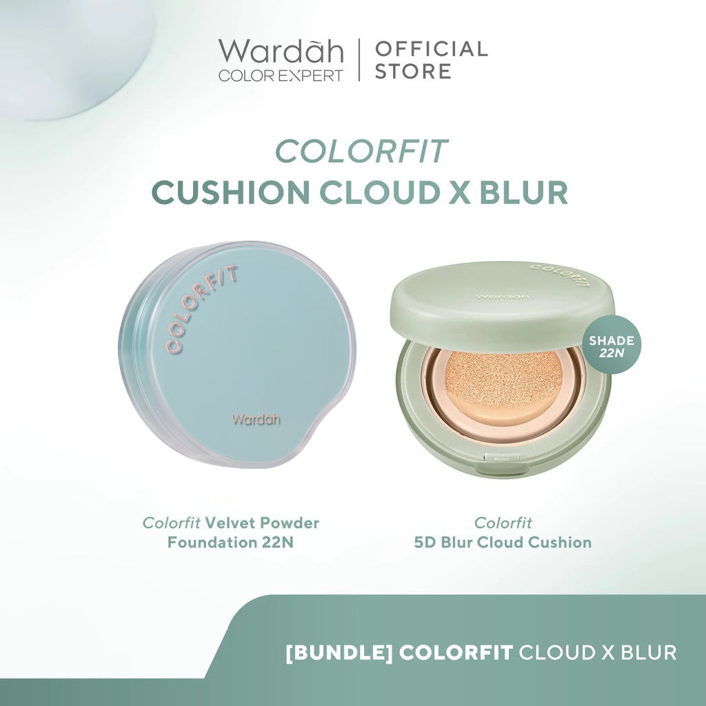 WARDAH Colorfit 5D Blur Cloud Cushion Matte Finish Tahan Lama Hingga 18 Jam - SPF 50 PA+, Nano-Hyaluron, dan CICA Menyamarkan Pori & Tekstur Wajah Menyatu Dengan Kulit Non Comedogenic - Tahan Lama dengan Bedak - Makeup