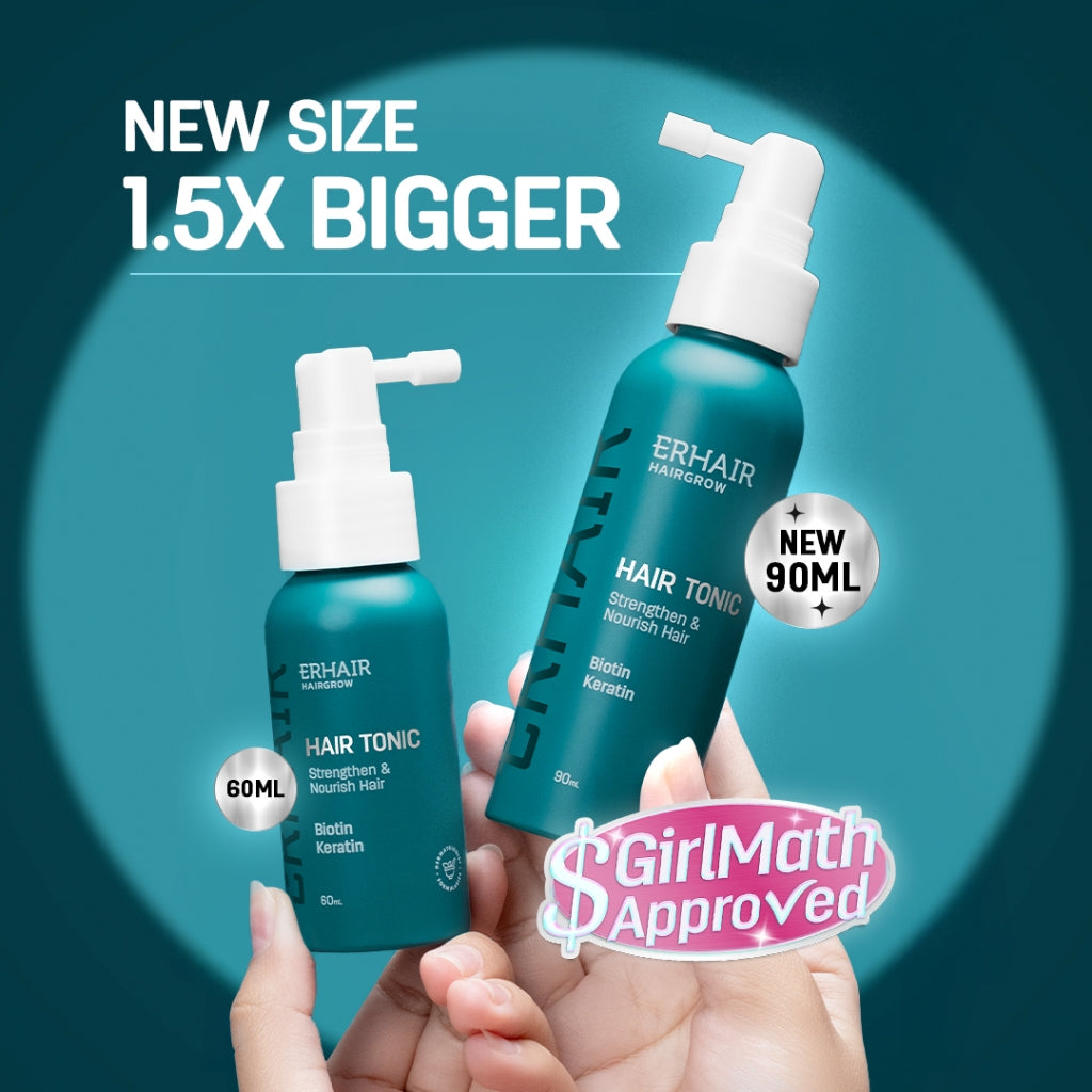 ERHAIR HairGrow Tonic with Kopexil - Tonic Keratin & Biotin Rambut Mengurangi Rontok | Menjaga Kesehatan Kulit Kepala dan Menguatkan Akar | Rekomendasi Ahli Dermatologi