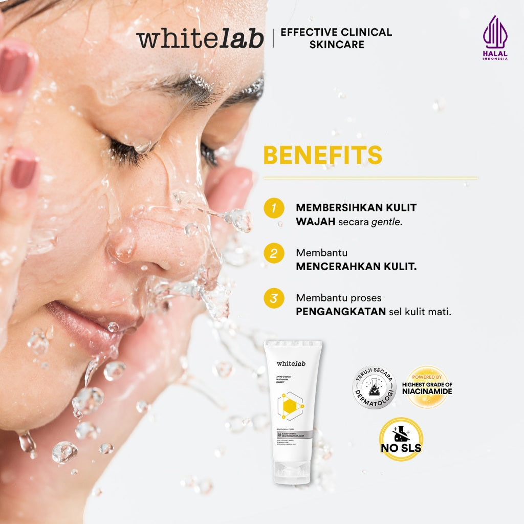 Whitelab Facial Wash Brightening - Sabun Cuci Muka Pembersih Pencerah N-Dose+ 2.0 dengan Amino Cleanser