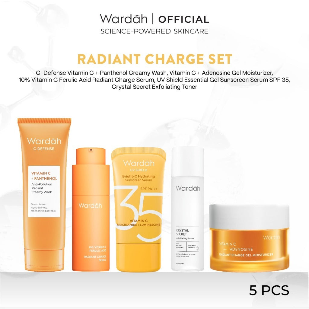 Paket Skincare Wardah Isi 5 pcs - Face Wash, Toner, Moisturizer Gel, Serum, & Sunscreen Paket Solusi Masalah Kulit - Skincare