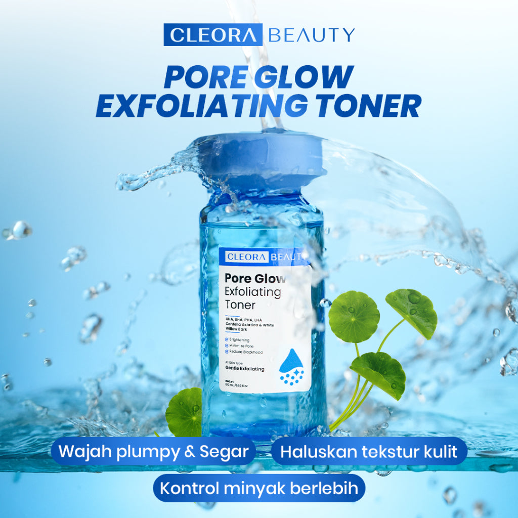 [ORDER NOW!HEMAT 75RB] Cleora Whitening Set - Skincare Pore Glow Exfoliasi Toner & Calendula Body Lotion Wajah Wanita Pria Mengangkat Sel Kulit Mati Eksfoliasi Muka Brightening Mencerahkan Komedo Jerawat Acne Handbody Niacinamide Body Butter Cream Pemutih