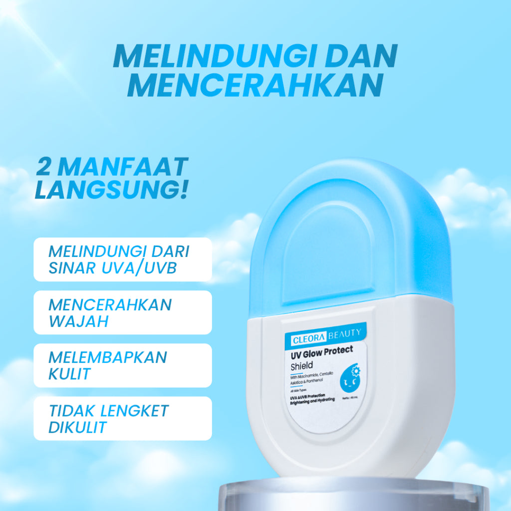 [ORDER NOW!HEMAT 45RB] Cleora Hydra Shield Glow - Skincare 8X Hyalu Moisturizer & UV Glow Protect Shield Sunscreen Wajah Wanita Pria With Niacinamide Brightening Whitening Mencerahkan Melembabkan Day Cream Membantu Melindungi Kulit Dari Sinar UVA & UVB