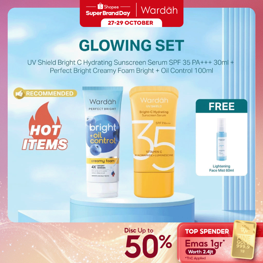 NEW WARDAH Paket Face Wash Gentle Low Ph Lightening Sunscreen UV Shield SPF 35 SPF 50 Sabun Cuci Muka Untuk Semua Jenis Kulit Tanpa Rasa Ketarik Menghidrasi dan Menenangkan Kulit Sunscreen UV Shield Skincare Routine Perawatan Kulit - Skincare