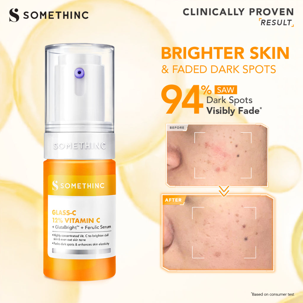 [SUPER BEAUTY DAY SPECIAL] SOMETHINC [3 PCS] Best Three Skincare Set (Glass-C 12% Vitamin C+ GlutaBright™ + Ferulic Serum + Calm Down Skinpair R-Cover Cream  + Ceraplump Tinted Lip Balm SPF25 PA++++)