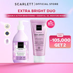 SCARLETT Bundle Intense Brightening AHA Body Serum + Fragrance Brightening Body Lotion Bright Mood Booster 5% AHA BHA PHA +4 Essential Oils 3x Brightening Power | Intense Membantu Mencerahkan Kulit Meratakan Warna Kulit Menenangkan Wangi Tahan Seharian