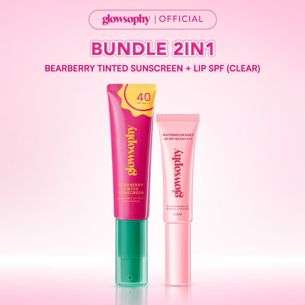 Glowshopy Bundle 2in1 Sun Buddies Lip SPF + Sunscreen 100ml - Melindungi dari sinar UVB dan UVA, Menjaga bibir tetap lembap, lembut, dan sehat, Kilau natural untuk bibir lembut dan tampak sehat sepanjang hari