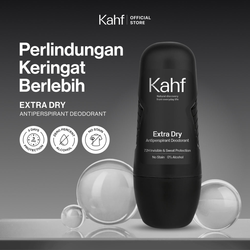 Kahf Deodorant Roll On Antiperspirant 45 ml - Deodoran Deo Pria Anti Iritasi, Bebas Bau, Tahan Keringat, Wangi Seharian - Suitable for Daily Use