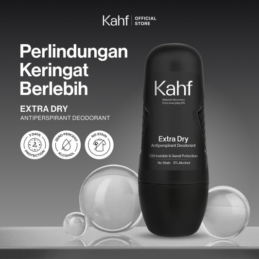 Kahf Deodorant Roll On Antiperspirant 45 ml - Deodoran Deo Pria Anti Iritasi, Bebas Bau, Tahan Keringat, Wangi Seharian - Suitable for Daily Use