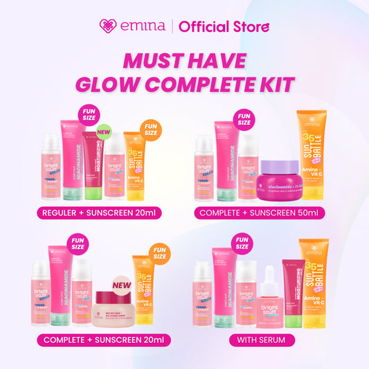 [SPECIAL 11.11] [MUST HAVE] GLOW COMPLETE KIT EMINA BRIGHT STUFF ISI 5 (Micellar Water, Face Wash, Toner, Serum, Moisturizing Cream)