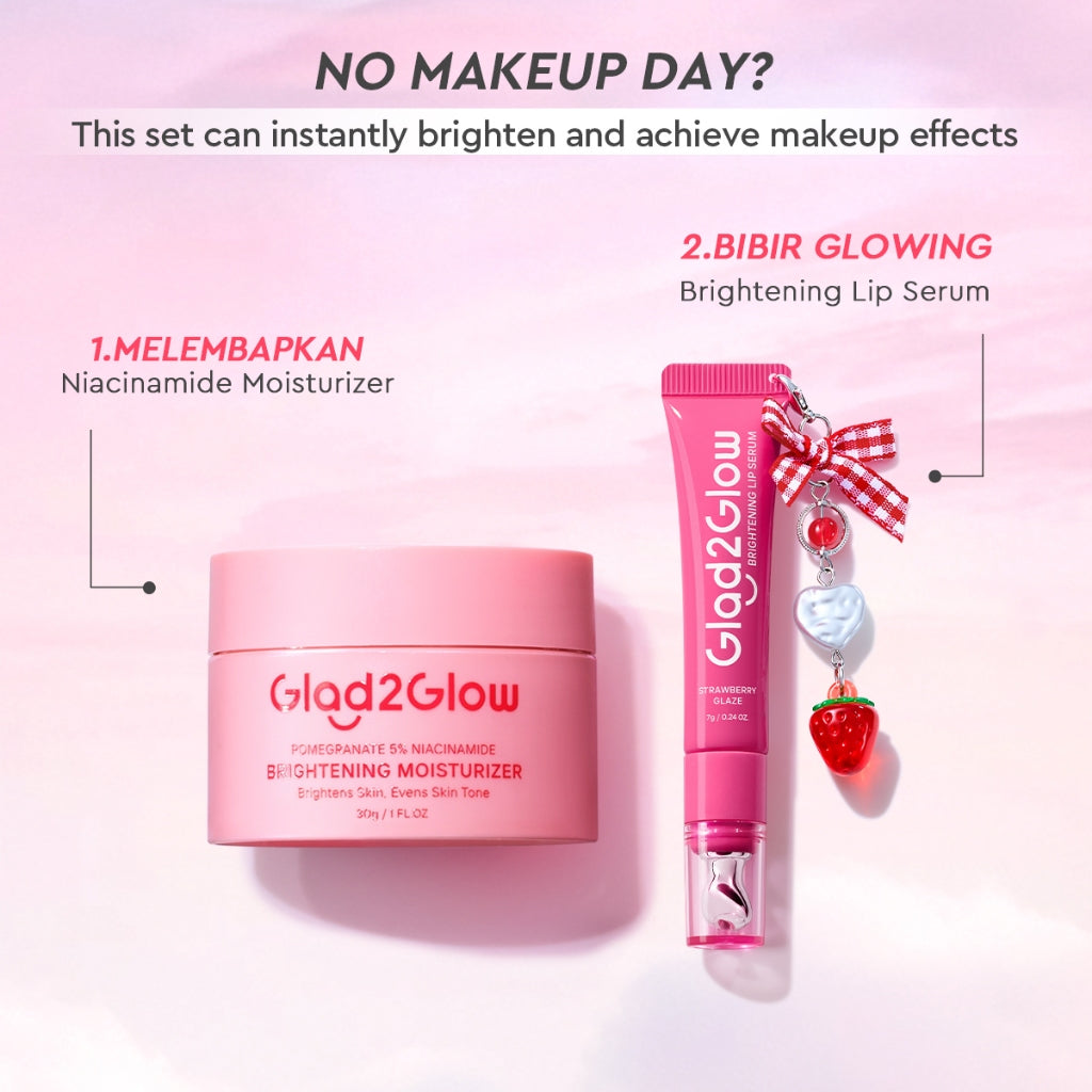 [OUTING SET]Glad2Glow Double Bright Day Cream 4PCS tone up 4in1 bundle cerah Niacinamide Moisturizer brightening wajah cream pemutih wajah day cream Night Cream whitening cream skincare glowing BB cream Mencerahkan warna kulit halus g2glow official store