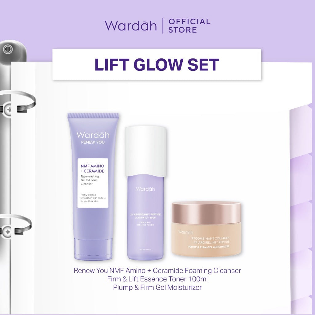 WARDAH Paket 3 Pcs [Gel Moisturizer, Face Wash, dan Serum/Toner] - Bright Radiant, Bright Glowing, Calm Acne, Hydrated Plump, Nature Daily, Renew You, Lightening, Nature Daily Cica Aloe - Skincare