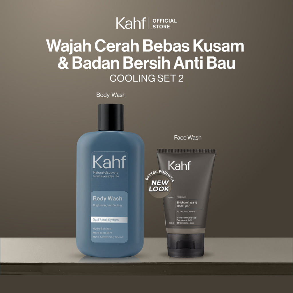 [KAHF BUNDLE 2IN1 PAKET PERAWATAN DAILY USE ESSENTIALS : WAJAH CERAH BEBAS KUSAM + BADAN BERSIH ANTI BAU] Paket Cleansing (Face Wash + Body Wash) - Suitable for Daily Use