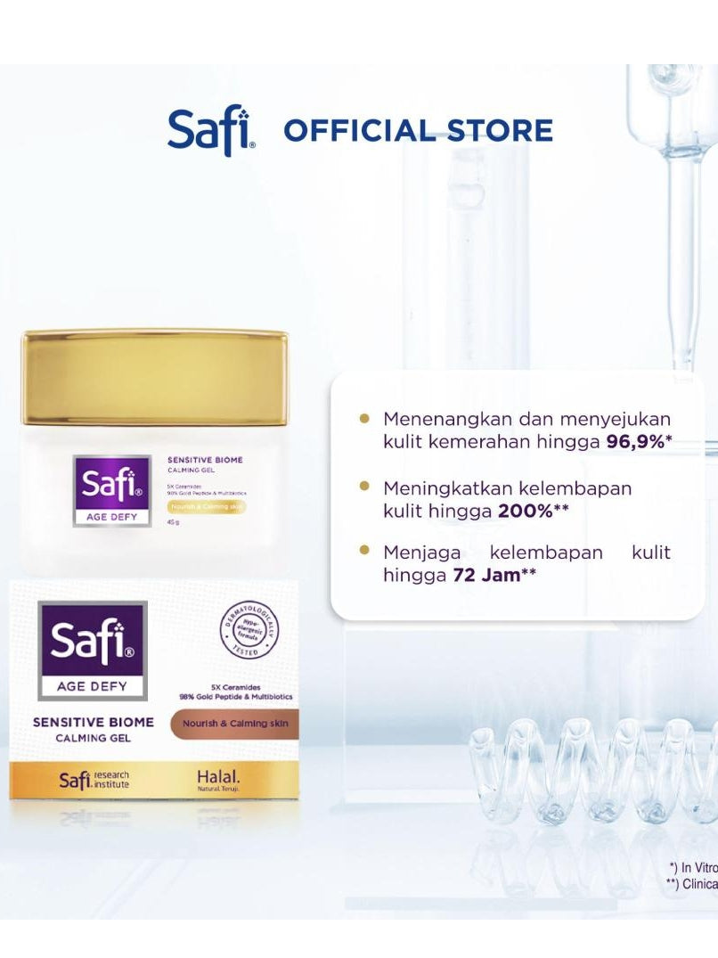 Safi Age Defy Sensitive Biome Calming Gel 45gr - Pelembap Wajah Sensitif Hypoallergenic, Menenangkan & Melembapkan Kulit