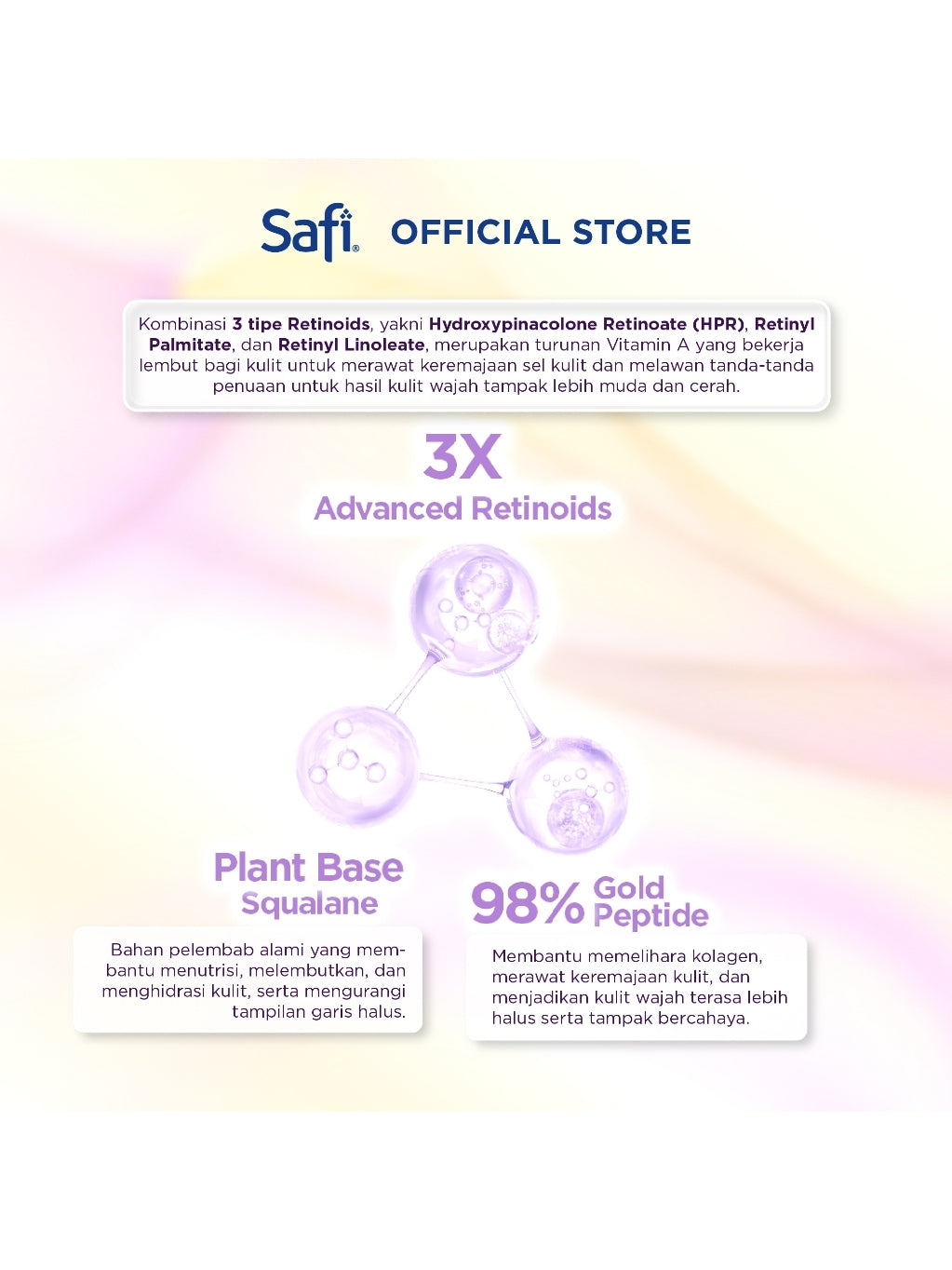 Safi Age Defy 3X Advanced Retinoid - Youthful Renewal Ampoule 20ml - Serum Wajah untuk Kulit Glowing | Better Than Retinol