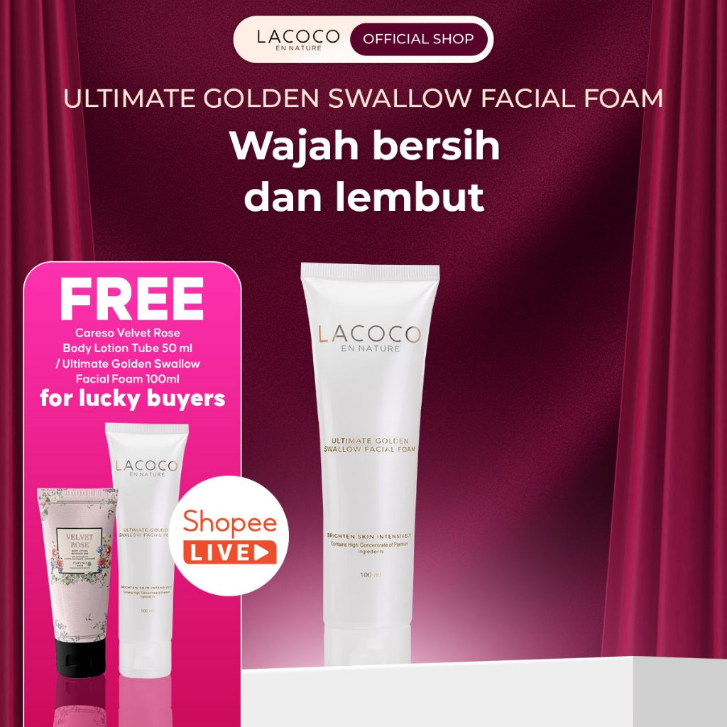 Lacoco Ultimate Golden Swallow Facial Foam 100ml - Facial Wash Pembersih Wajah Tanpa Rasa Kering
