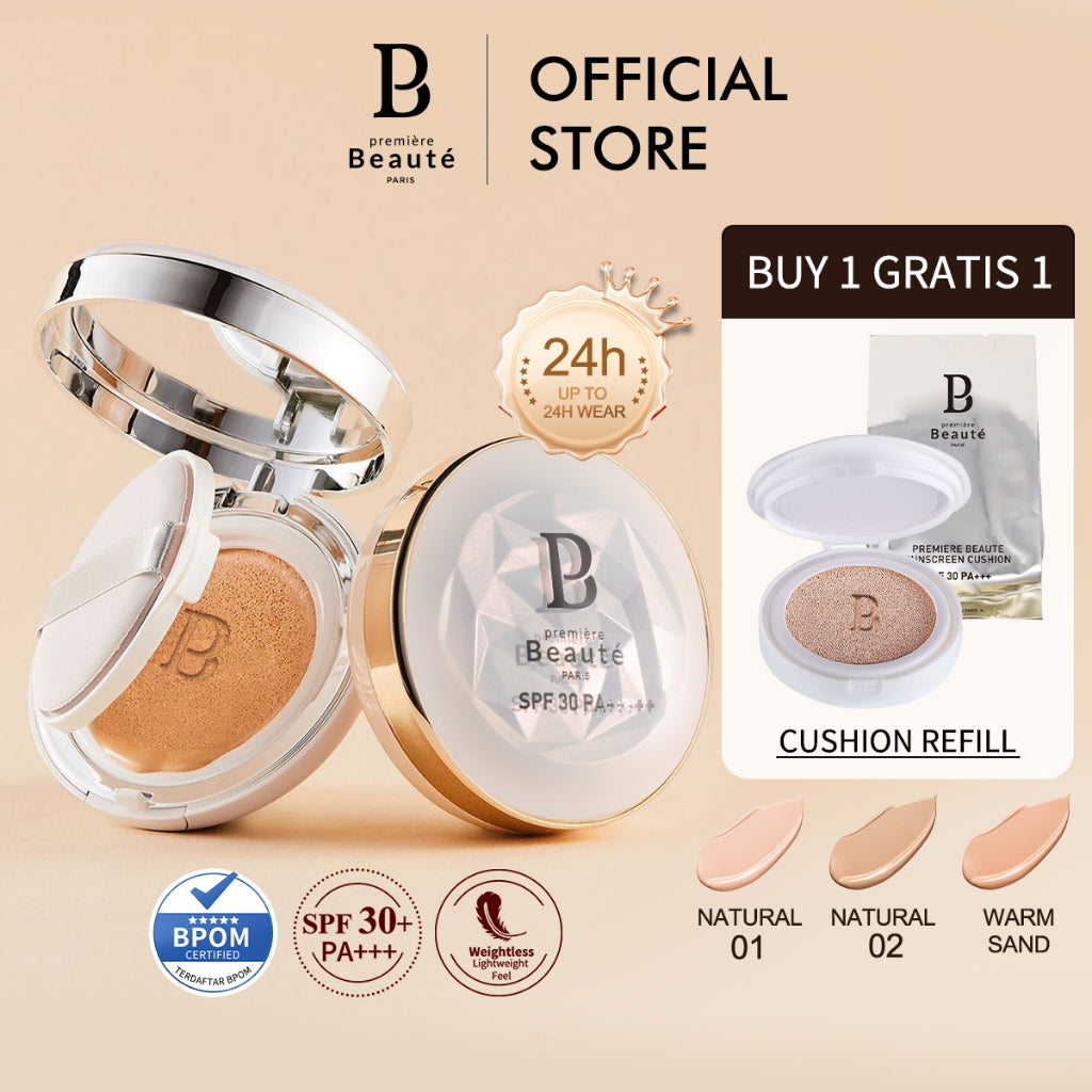 [Louisse's Exclusive] PREMIERE BEAUTE Sunscreen Cushion  SPF 30 PA+++ High Coverage Poreles & Flawless Foundation 24H Long-lasting [BUY 1 Gratis 1 Cushion Refill]  [LIVE] louisse