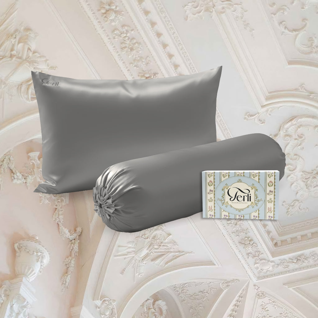 BUNDLE Sarung Bantal dan Guling Set PREMIUM Satin Silk Beauty Boost Pillowcase dan Bolster Case
