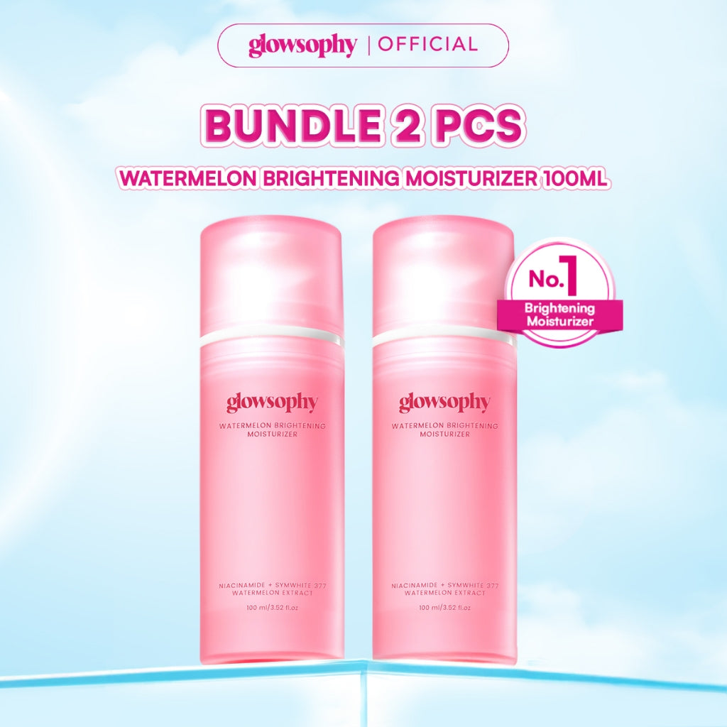 Glowsophy Bundle 2Pcs Watermelon Brightening Moisturizer Niacinamide Mugwort Gel Day and Night Skincare 100 ml Gel Pelembab Wajah Mencerahkan Kulit Bercahaya Brightening Cream