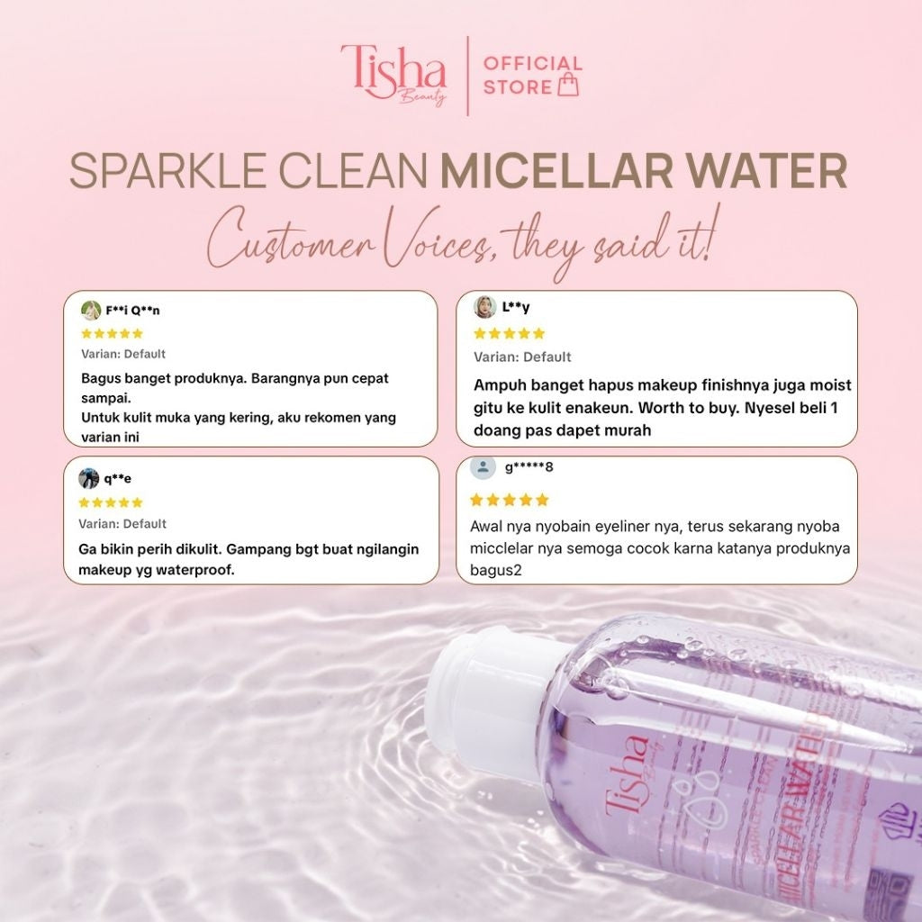 Tisha Beauty Sparkle Clean Micellar Water – Gentle Makeup Remover 100ml