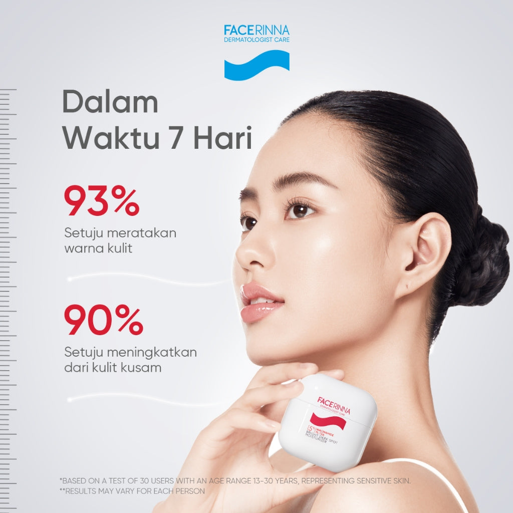 FACERINNA 5% Niacinamide 1% TXA Bright Dark Spot Moisturizer 30g | Brightening Cream Pencerah Wajah Krim Malam Samarkan Flek Hitam & Bekas Jerawat Menghaluskan Tekstur Kulit Skincare BPOM Pencerah Wajah Day Cream Night Cream & Berminyak