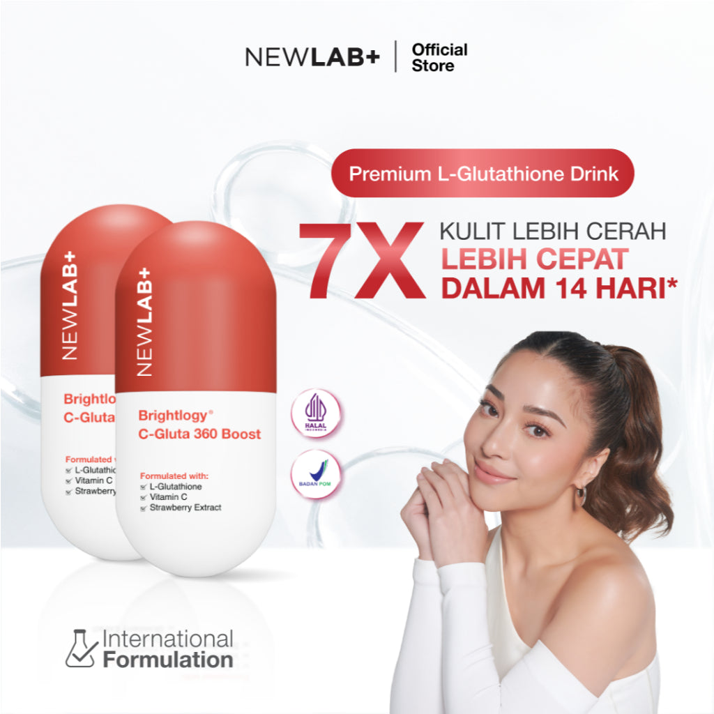 NEWLAB Paket 2 Box  Brightlogy C-Gluta 360 Boost | Minuman Glutathione untuk Pemutih Badan | Glutathione Kapsul | Glutathione Whitening 100gr