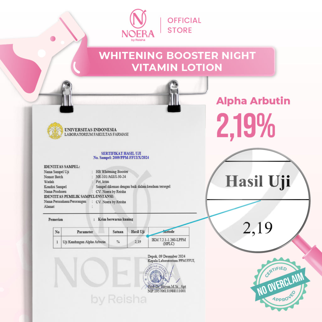 Noera Bundling 2 Box Whitening Booster Night Vitamin Lotion | Hb Dosting Pemutih kulit
