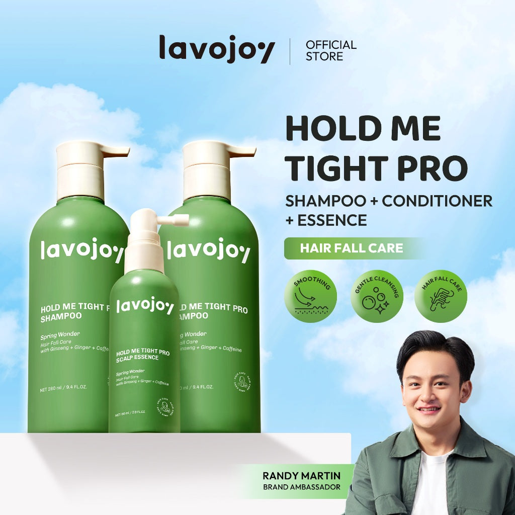 [3IN1 BUNDLE] Lavojoy Hold Me Tight Pro Shampoo + Conditioner + Scalp Essence Spring Wonder | Perawatan Intensif untuk Rambut Rontok | Perawatan Rambut Rontok | Ginseng Ginger Caffeine | Hair Care Growth | Citric Acid