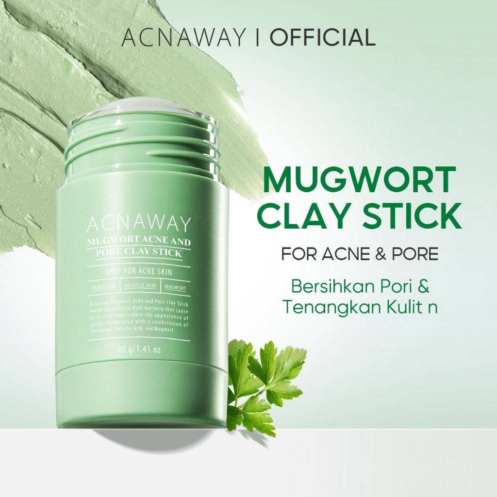 ACNAWAY Mugwort Acne & Pore Clay Mask Stick – Clay Stick Masker Wajah untuk Jerawat, Komedo, & Pori Mengangkat Sebum & Mengecilkan Pori | Panthenol + Salicylic Acid + Mugwort Mask | Masker Acne Prone Skin & Bekas Jerawat Face Mask Acne Mask Sleeping Mask