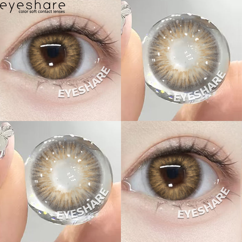 Eyeshare Softlens Minus(0.00~-10.00) 14.5mm Gray Brown Minus Softlen Diamond Big Eyes