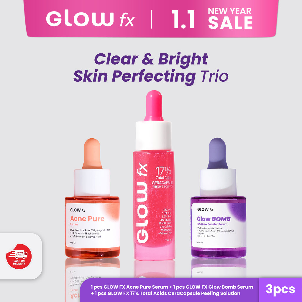 [Clear & Bright Perfecting Trio] GLOW FX Peeling Serum + Glow Bomb Serum 20ml + Acne Pure Serum 20ml