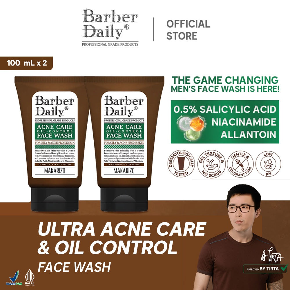 Dual Pack Ultimate Clenser Barber Daily Acne Care & Oil Control Face Wash 100mL x 2