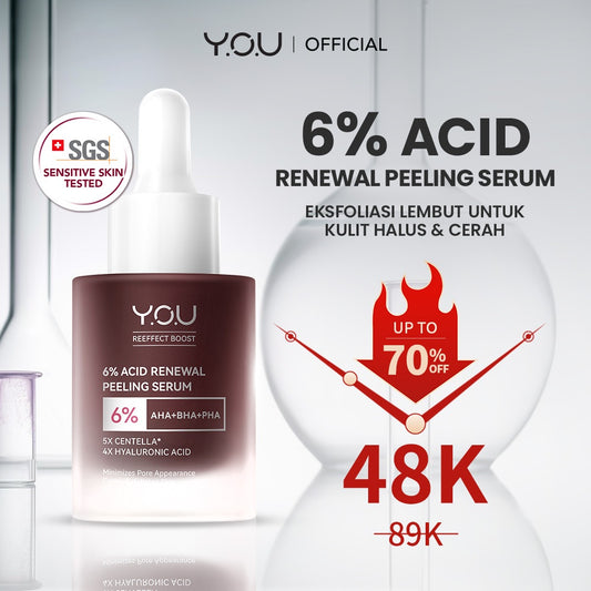 YOU 6% ACID RENEWAL PEELING SERUM AHA BHA PHA Serum Eksfoliasi Untuk Kulit Cerah dan Halus