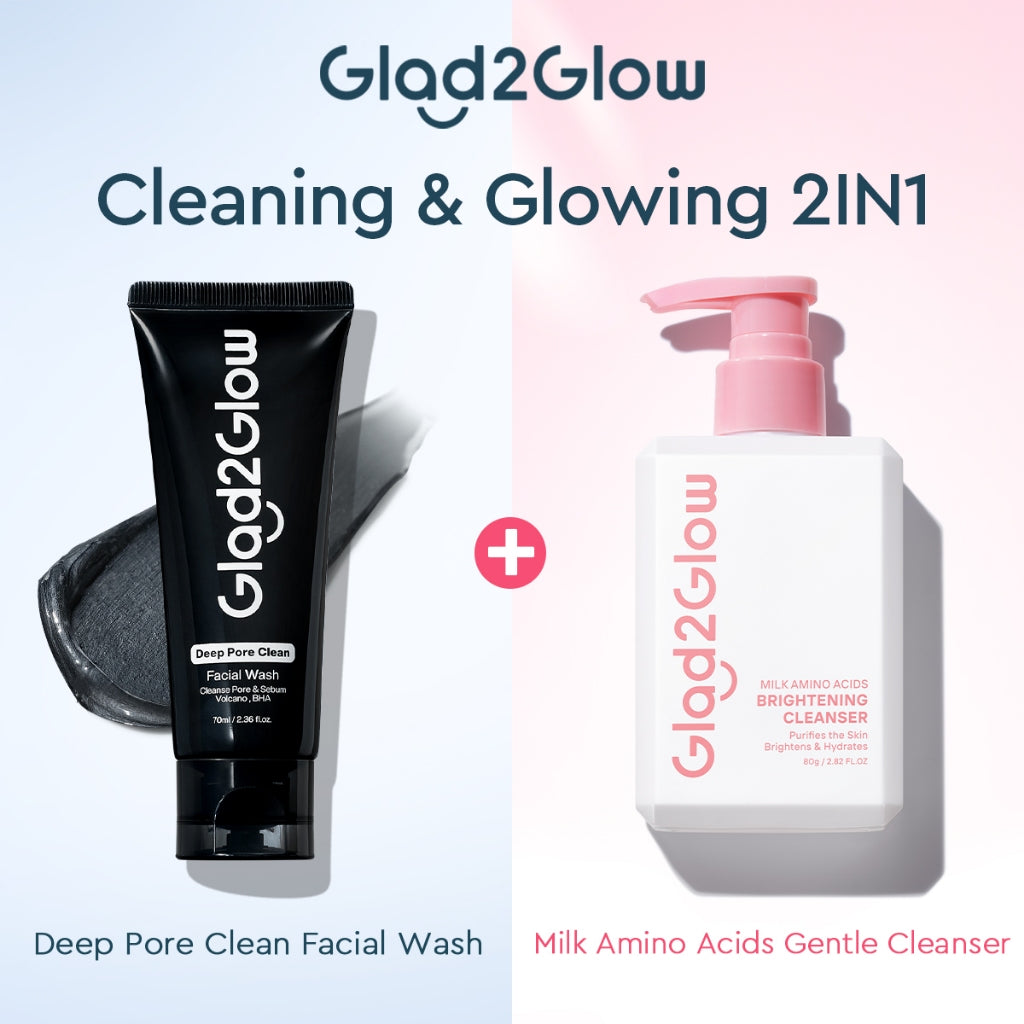 [NEW]Glad2glow Cleansing and Care Super Combo Volcanic Ash+BHA Deep Pore Clean Facial Cleanser Mencegah Komedo Face Wash Anti Jerawat Mengontrol Minyak Mencerahkan Kulit Mengecilkan Pori-Pori Pembersihan Mendalam g2glow official store