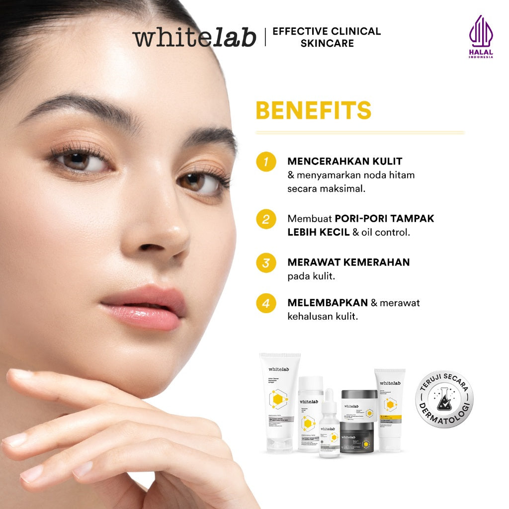 Whitelab Paket Wajah Brightening Niacinamide Facial Wash, Toner, Serum, Moisturizer, Sunscreen - 6 pcs N-Dose+ 2.0 Skincare