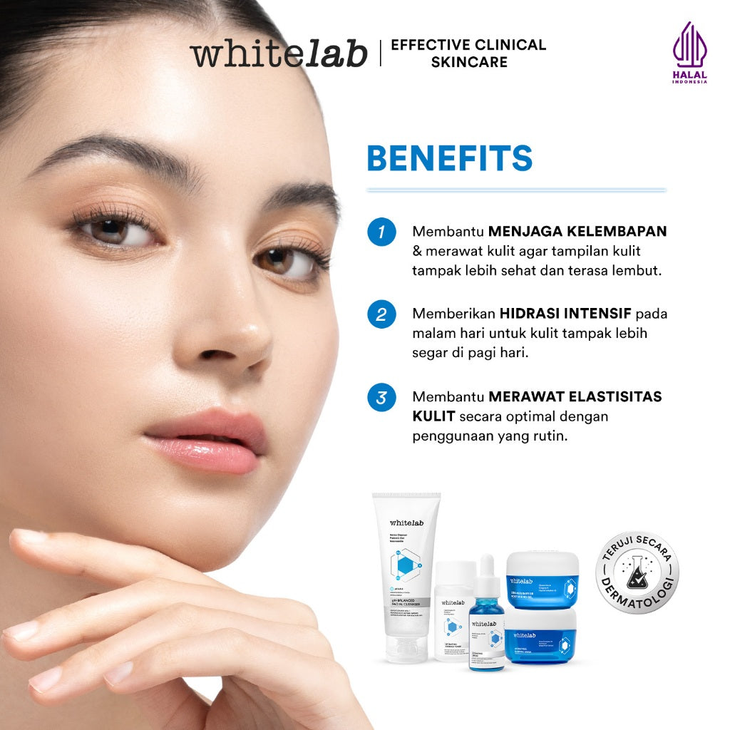 Whitelab Hydrating Series - Facial Cleanser, Essence Toner, Serum, Moisturizer, Sleeping Mask Paket Skincare
